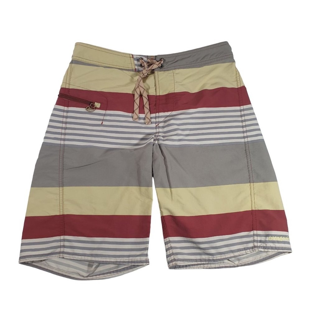 Patagonia Mens 30" Waist Swim Board Shorts Lace Closure Vacation Logo Beach Surf